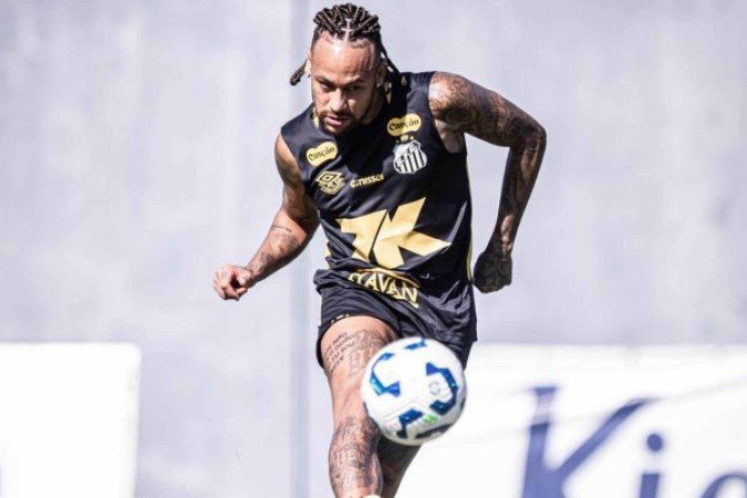 Neymar participou do treino do Santos normalmente - (crédito: Foto: Raul Baretta/ Santos FC.) Neymar participou do treino do Santos normalmente - (crédito: Foto: Raul Baretta/ Santos FC.)