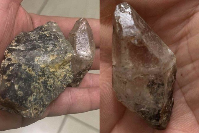 As pedras foram encontradas ainda em estado bruto - (crédito: PMMG/Divulgação) As pedras foram encontradas ainda em estado bruto - (crédito: PMMG/Divulgação)