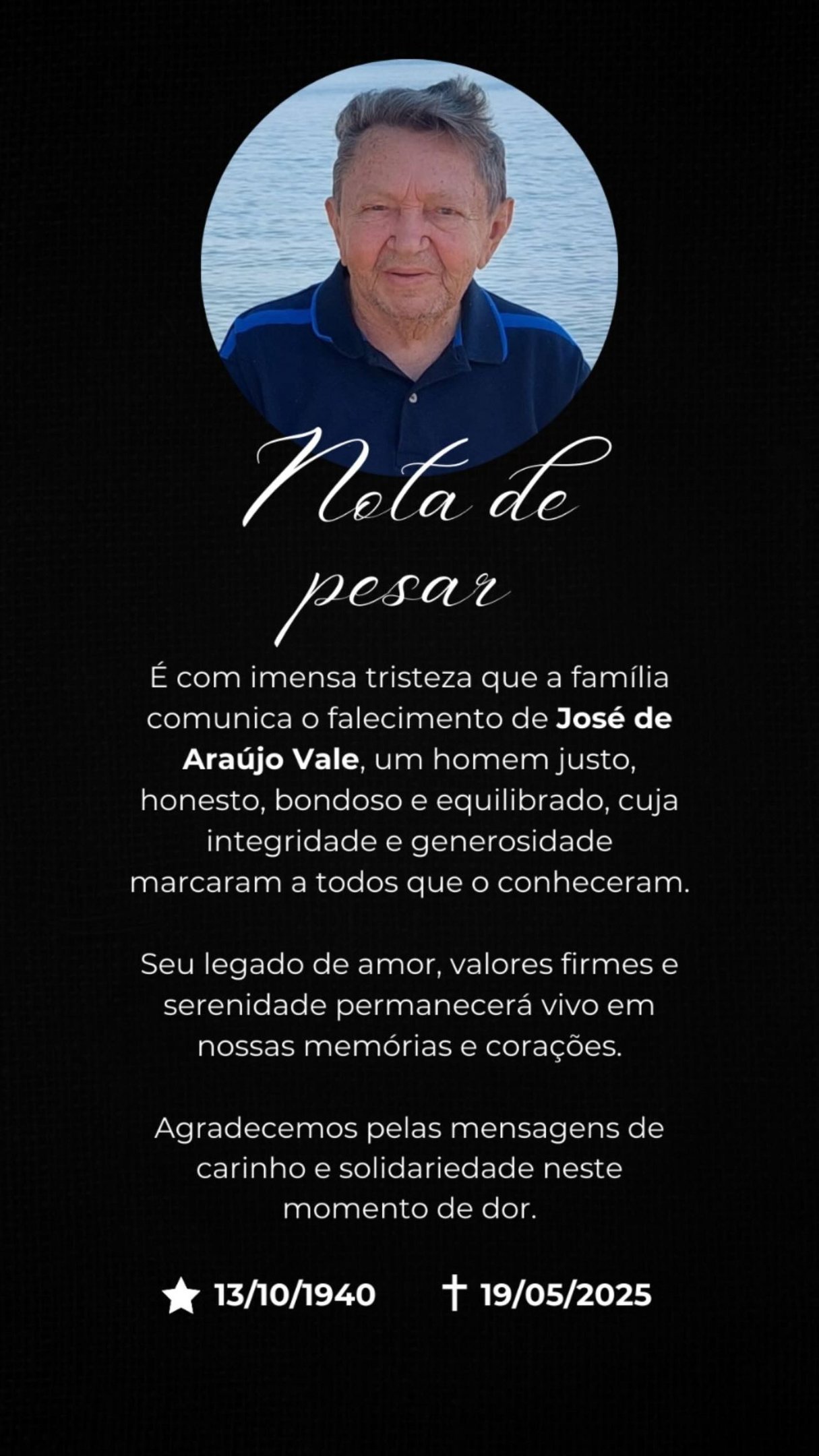 Morre José Valle, pai de Joe Valle, aos 84 anos