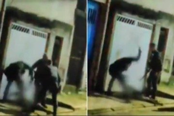Policiais foram flagrados espancando homem durante abordagem em SP -  (crédito: Reprodução/TV Globo)