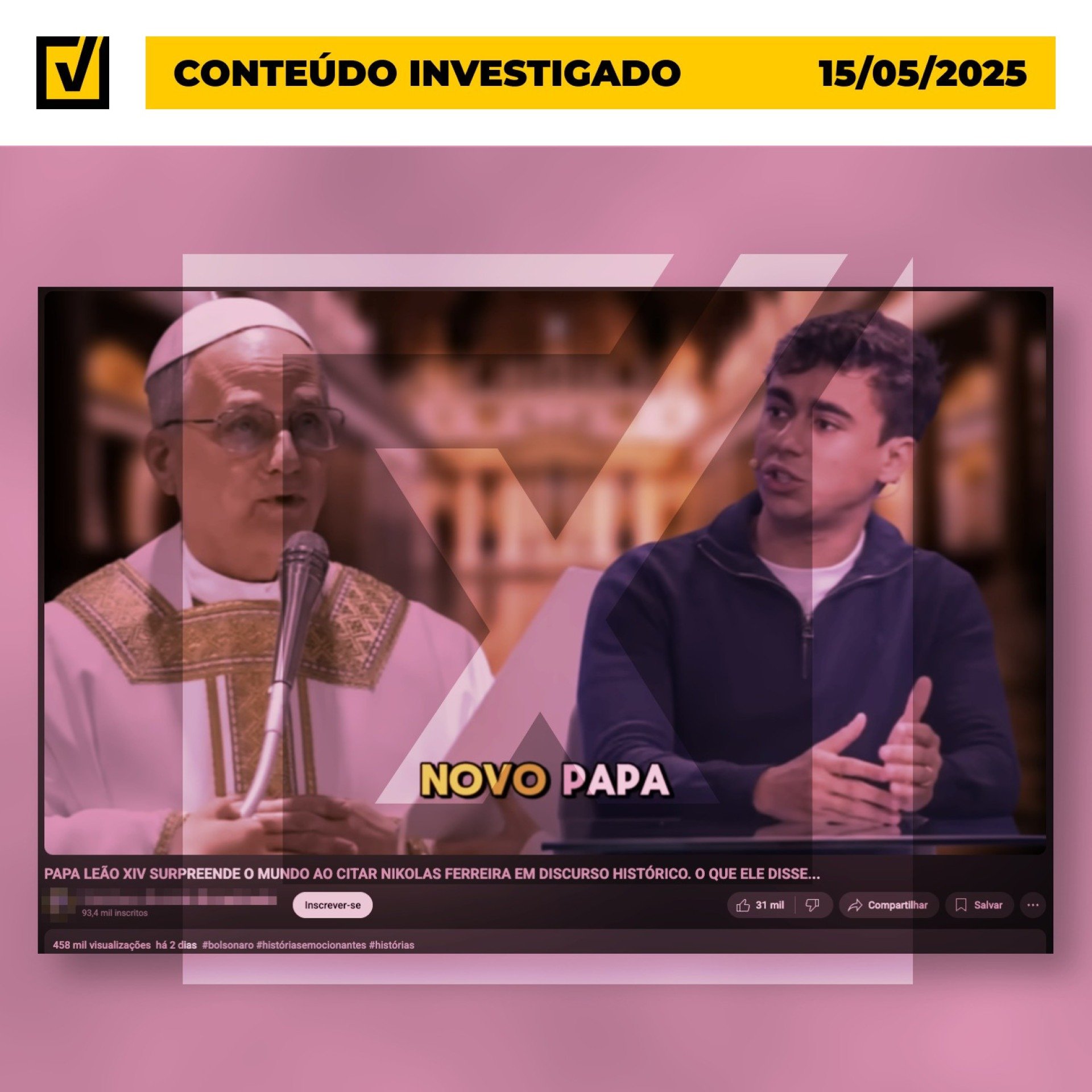 Vídeo exibe história fictícia de que papa Leão XIV teria elogiado deputado brasileiro Vídeo exibe história fictícia de que papa Leão XIV teria elogiado deputado brasileiro