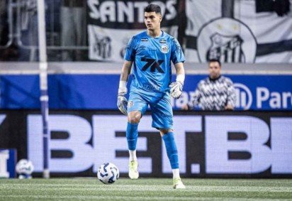 Gabriel Brazão é alvo de clubes da Europa -  (crédito: Foto: Raul Baretta/ Santos FC.)
