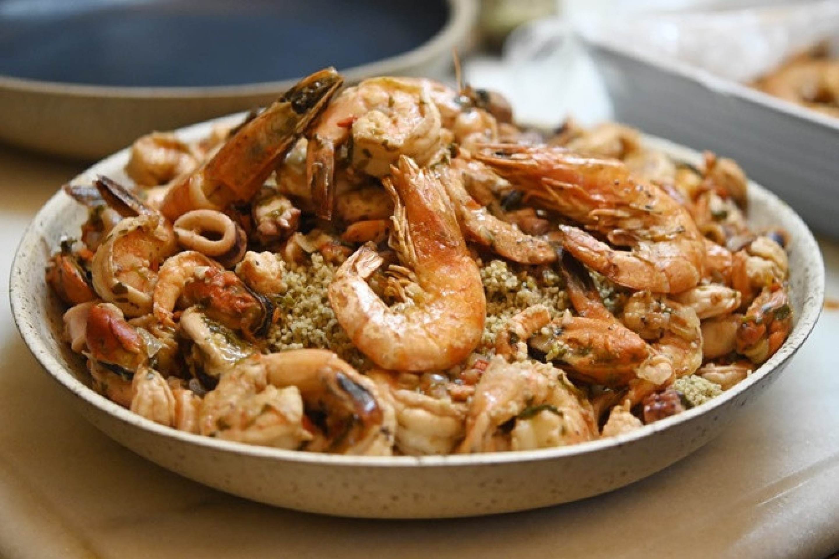 Cuscuz marroquino com frutos do mar