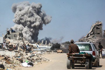 Em Jabaliya, no norte, sete pessoas de uma mesma família morreram -  (crédito: Bashar TALEB / AFP)