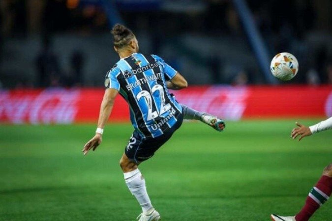 Atacane Braithwaite esteve no centro da polêmica do jogo Grêmio x Bahia, na manhã deste domingo (25), pelo Brasileirão - (crédito: Foto: Lucas Uebel /GREMIO FBPA) Atacane Braithwaite esteve no centro da polêmica do jogo Grêmio x Bahia, na manhã deste domingo (25), pelo Brasileirão - (crédito: Foto: Lucas Uebel /GREMIO FBPA)