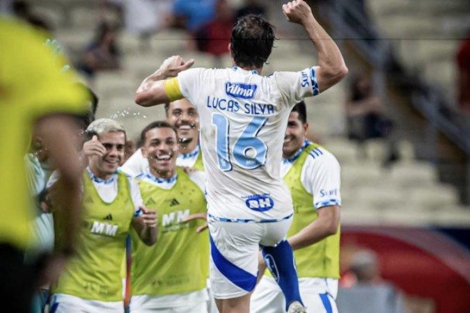 Lucas Silva comemora gol contra o Fortaleza -  (crédito: Samuel Andrade/ Cruzeiro)