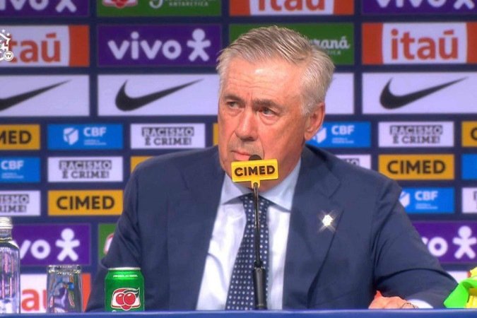 Apresentação do Carlo Ancelotti, novo Mister da Seleção Brasileira - (crédito: Reprodução/CBF TV) Apresentação do Carlo Ancelotti, novo Mister da Seleção Brasileira - (crédito: Reprodução/CBF TV)