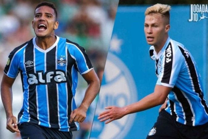 Zagueiro Gustavo Martins (esquerda) e o volante Ronald (direita) são os candidatos favoritos a intercalarem a titularidade da lateral direita do Grêmio - (crédito: Fotos: Lucas Uebel / Grêmio FBPA e Renan Jardim / Grêmio FBPA) Zagueiro Gustavo Martins (esquerda) e o volante Ronald (direita) são os candidatos favoritos a intercalarem a titularidade da lateral direita do Grêmio - (crédito: Fotos: Lucas Uebel / Grêmio FBPA e Renan Jardim / Grêmio FBPA)