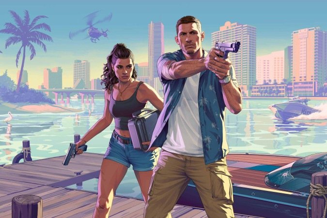 Lúcia Caminos e Jason Duvall são um casal pronto para virar Lêonida de cabeça para baixo. - (crédito: Divulgação/Rockstar Games) Lúcia Caminos e Jason Duvall são um casal pronto para virar Lêonida de cabeça para baixo. - (crédito: Divulgação/Rockstar Games)