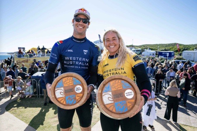 Jordy Smith e Gabriel Bryan venceram a etapa de Margaret River, a última antes do corte de meia temporada da WSL -  (crédito: Beatriz Ryder/WSL)