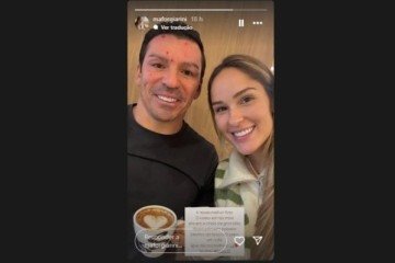Lúcio, ex-zagueiro da Seleção, apareceu sorrindo ao lado da esposa e com algumas lesões evidentes na pele do seu rosto -  (crédito: Foto: Reprodução / Instagram)