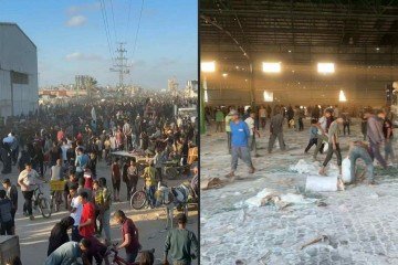 Armazém da ONU em Gaza é invadido por milhares de palestinos
 -  (crédito: AFPTV STRINGER/AFPTV/AFP)