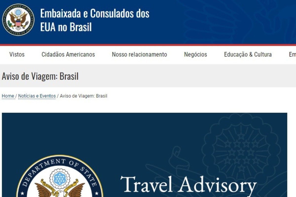 Advertência do governo dos EUA sobre viagens ao Brasil