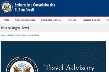 Advertência do governo dos EUA sobre viagens ao Brasil -  (crédito: Reprodução/https://br.usembassy.gov)