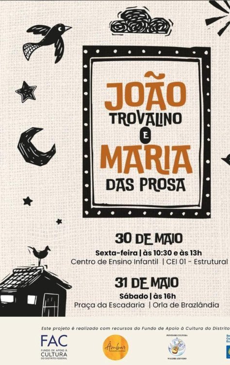 'João Trovalino e Maria das Prosa' leva diversão para toda a família em Brazlândia -  (crédito: Divulgação)