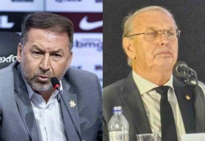 Augusto Melo, afastado da presidência do clube, foi ao Parque São Jorge para se autoproclamar reconduzido ao cargo, ocupado por Osmar Stábile, seu vice - (crédito: Reprodução/X/Corinthians e Rodrigo Coca/Agência Corinthians) Augusto Melo, afastado da presidência do clube, foi ao Parque São Jorge para se autoproclamar reconduzido ao cargo, ocupado por Osmar Stábile, seu vice - (crédito: Reprodução/X/Corinthians e Rodrigo Coca/Agência Corinthians)