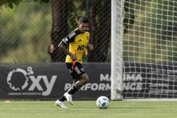 Dudu em treino pelo Atlético-MG; estreia cada vez mais próxima - (crédito: Foto: Pedro Souza / Atletico) Dudu em treino pelo Atlético-MG; estreia cada vez mais próxima - (crédito: Foto: Pedro Souza / Atletico)