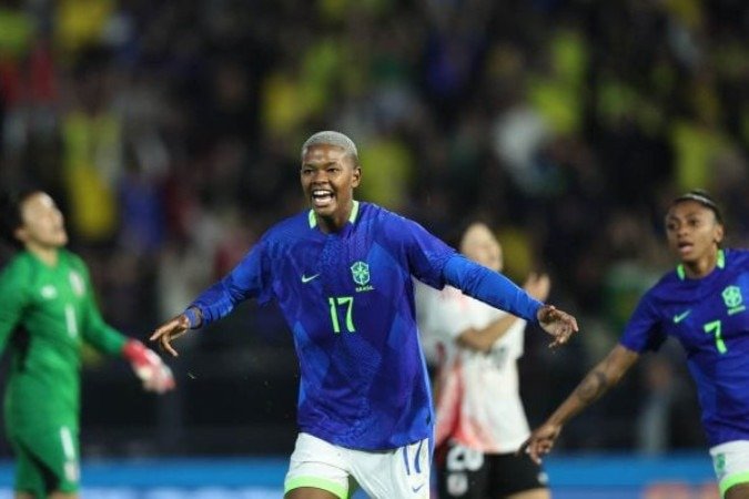 Jhonson comemora seu primeiro gol pela Seleção Brasileira - (crédito: Foto: Livia Villas Boas / Staff Images Woman / CBF) Jhonson comemora seu primeiro gol pela Seleção Brasileira - (crédito: Foto: Livia Villas Boas / Staff Images Woman / CBF)