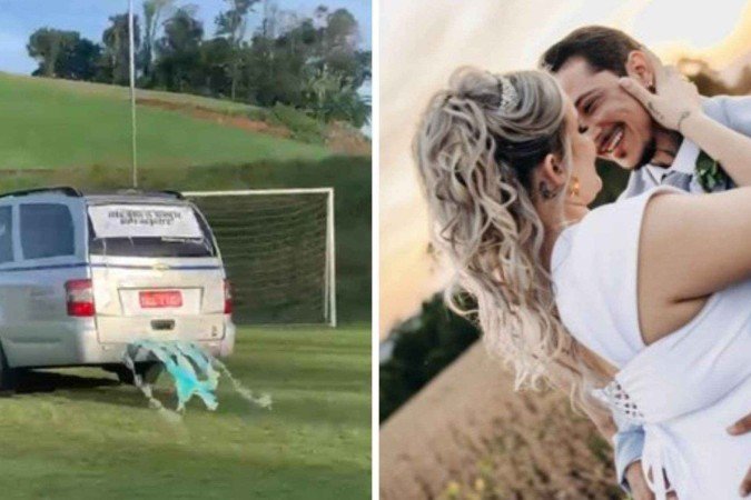 Noiva catarinense chegou de rabecão em casamento -  (crédito: Redes sociais)