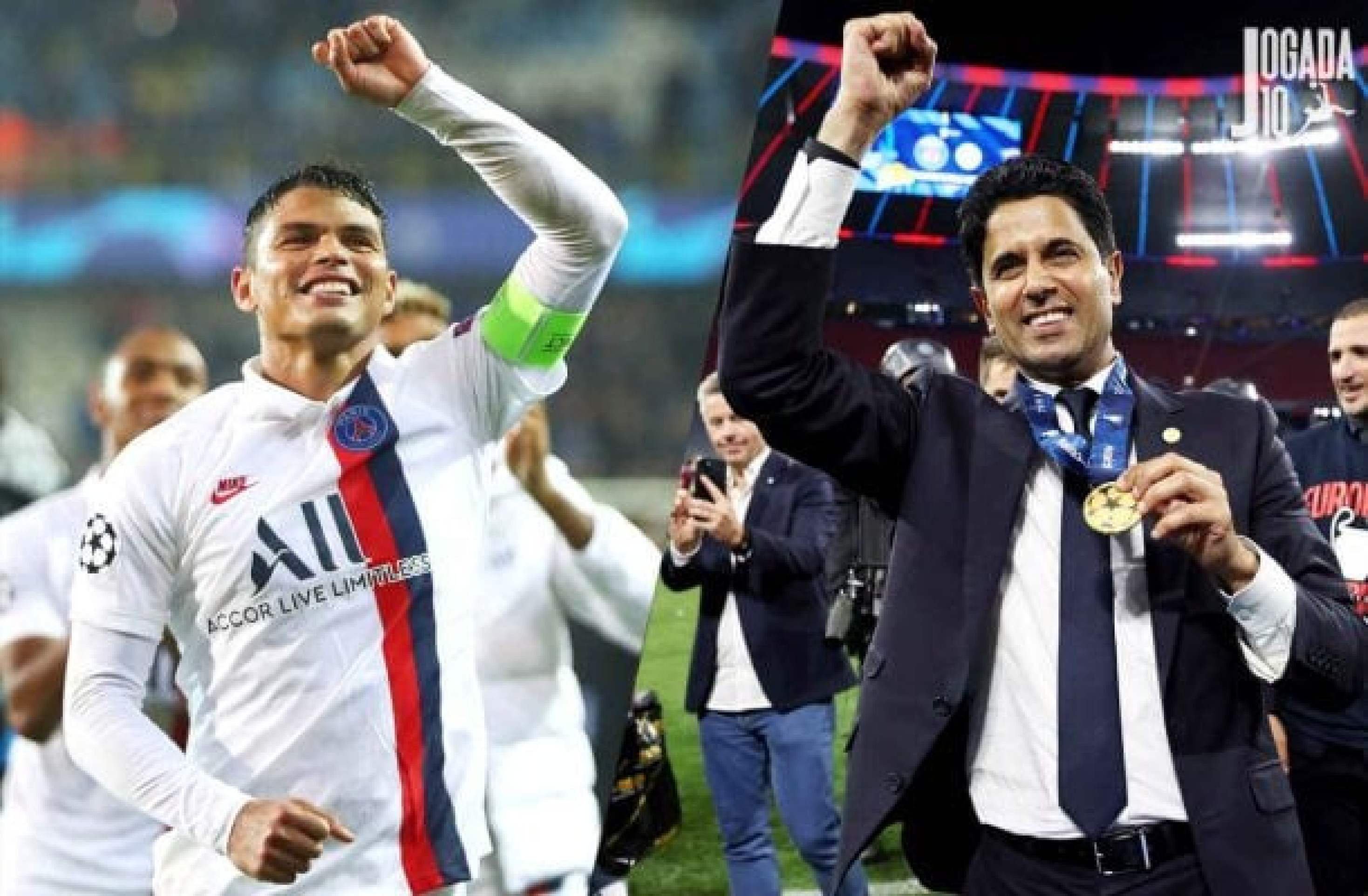 Presidente do PSG conversa com Thiago Silva após título: ‘Também é para você’