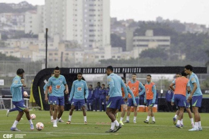 Treino da Seleção Brasileira nesta terça-feira no CT do Corinthians -  (crédito: Foto: Rafael Ribeiro/CBF)