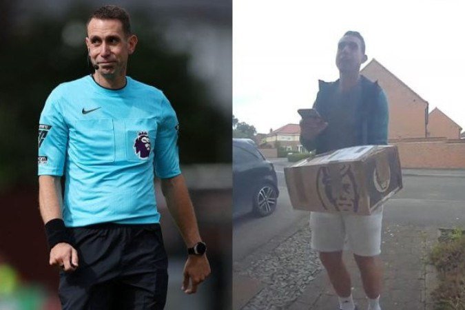 Antigo árbitro na Inglaterra inicia carreira como entregador após demissão por escândalos na Inglaterra - (crédito: Fotos: Eddie Keogh/Getty Images e Divulgação ) Antigo árbitro na Inglaterra inicia carreira como entregador após demissão por escândalos na Inglaterra - (crédito: Fotos: Eddie Keogh/Getty Images e Divulgação )