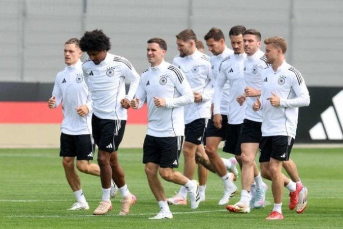 Jogadores da Alemanha durante treinamento da seleção nesta Data Fifa de junho - (crédito: Foto: Alexander Hassenstein/Getty Images) Jogadores da Alemanha durante treinamento da seleção nesta Data Fifa de junho - (crédito: Foto: Alexander Hassenstein/Getty Images)