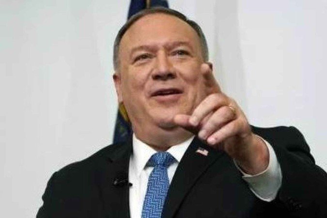  (FILES) In this file photo taken on December 09, 2020 US Secretary of State Mike Pompeo speaks on 
