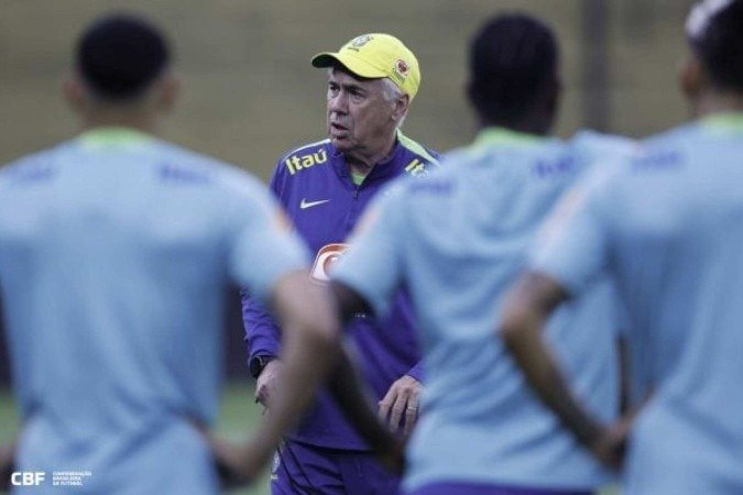 Ancelotti comandou o último treino antes de sua estreia - (crédito: Foto: Rafael Ribeiro/CBF) Ancelotti comandou o último treino antes de sua estreia - (crédito: Foto: Rafael Ribeiro/CBF)