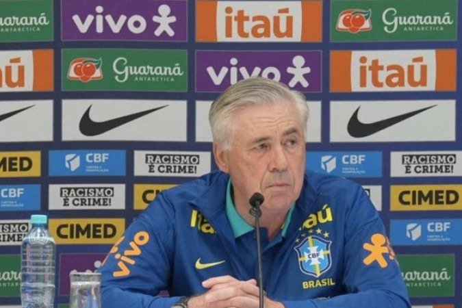 Ancelotti concedeu entrevista coletiva nesta quarta-feira (04/6)  -  (crédito: Foto: Reprodução / CBF TV)