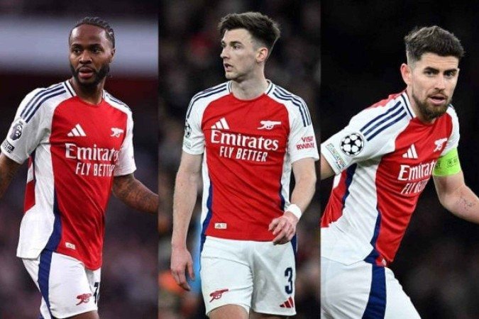 Sterling, Tierney e Jorginho estão na barca dos Gunners -  (crédito: Fotos: Ryan Pierse/Getty Images e Justin Setterfield/Getty Images )
