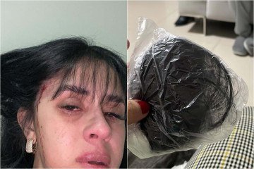 Imagens de câmeras de segurança, compartilhadas pela cantora mostram o momento em que uma motocicleta para em frente ao imóvel da cantora. -  (crédito: Reprodução/Instagram/@deboraamorimofc)