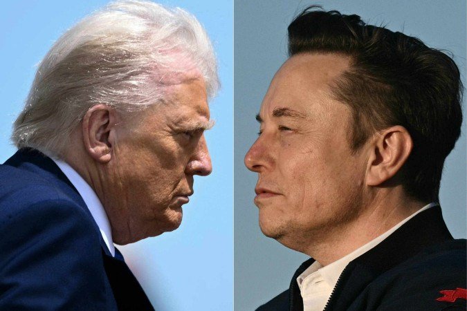 Esta combinação de fotos, criada em 6 de junho de 2025, mostra o presidente dos EUA, Donald Trump, e o bilionário Elon Musk - (crédito: Brendan SMIALOWSKI/AFP) Esta combinação de fotos, criada em 6 de junho de 2025, mostra o presidente dos EUA, Donald Trump, e o bilionário Elon Musk - (crédito: Brendan SMIALOWSKI/AFP)