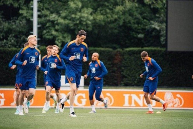 Jogadores da Holanda durante treinamento da seleção - (crédito: Foto: Divulgação) Jogadores da Holanda durante treinamento da seleção - (crédito: Foto: Divulgação)