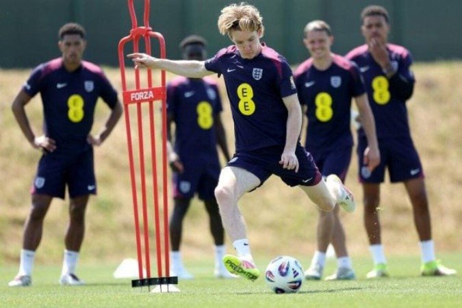 Jogadores da Inglaterra durante treinamento da seleção - (crédito: Foto: Divulgação) Jogadores da Inglaterra durante treinamento da seleção - (crédito: Foto: Divulgação)