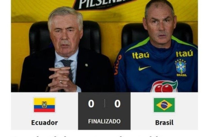 Jornais estrangeiros repercutem a estreia de Ancelotti na Seleção Brasileira - (crédito: Foto: Reprodução/ Diario As) Jornais estrangeiros repercutem a estreia de Ancelotti na Seleção Brasileira - (crédito: Foto: Reprodução/ Diario As)
