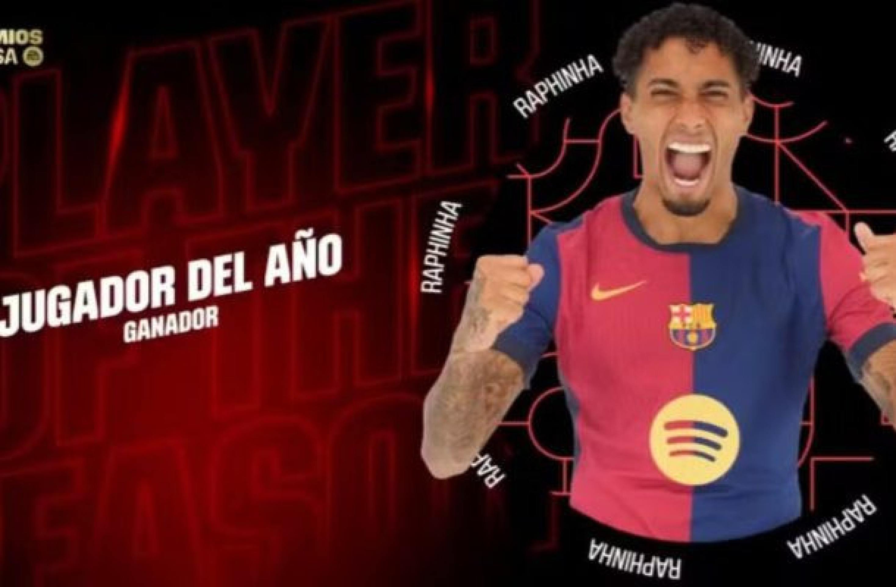 Raphinha, do Barcelona, é eleito o melhor jogador da temporada pela La Liga