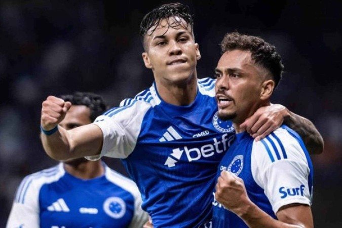 Kaio Jorge celebra gol ao lados de companheiros da Raposa - (crédito: Foto: Gustavo Aleixo / Cruzeiro) Kaio Jorge celebra gol ao lados de companheiros da Raposa - (crédito: Foto: Gustavo Aleixo / Cruzeiro)