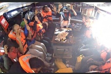 A última foto postada pelos tripulantes do 'Madleen' no Telegram, às 2h02  -  (crédito: Reprodução )