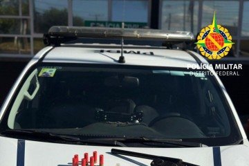 PMDF apreende espingarda artesanal e prende homem por violência doméstica -  (crédito: PMDF/Divulgação)