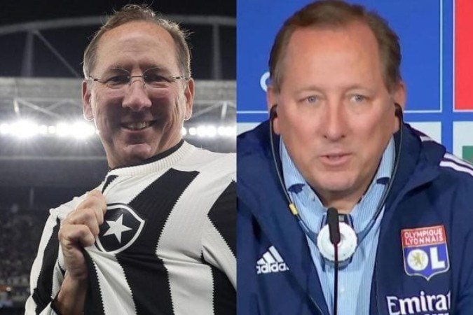 John Textor é dono de Botafogo e Lyon ao mesmo tempo -  (crédito: Foto: Vitor Silva / BFR e Reprodução)