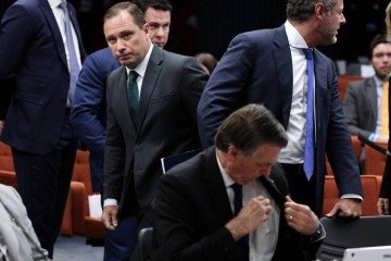 Cid na sessão com Bolsonaro: tenente-coronel foi o primeiro réu do 'núcleo crucial' do plano de golpe de Estado a ser interrogado no STF -  (crédito:  Ton Molina)