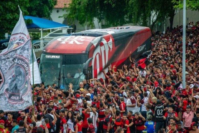 AeroFla realizado pela torcida do Flamengo no embarque para a final da Libertadores, em 2019 - (crédito: Foto: Marcelo Cortes / CRF) AeroFla realizado pela torcida do Flamengo no embarque para a final da Libertadores, em 2019 - (crédito: Foto: Marcelo Cortes / CRF)