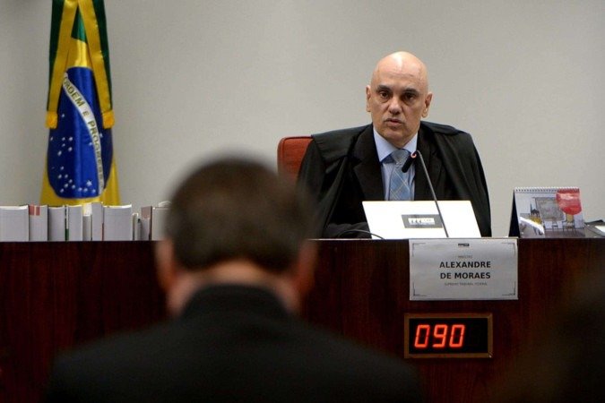 Interrogados ficam frente a frente com o juiz instrutor e relator do caso, ministro do Supremo Tribunal Federal (STF), Alexandre de Moraes. -  (crédito: Ed Alves CB)