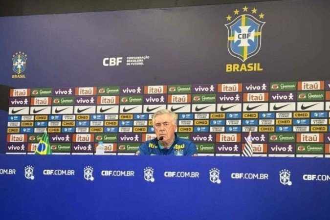 Ancelotti em coletiva antes de jogo contra o Paraguai - (crédito: Foto: Felipe Camin / Jogada10) Ancelotti em coletiva antes de jogo contra o Paraguai - (crédito: Foto: Felipe Camin / Jogada10)