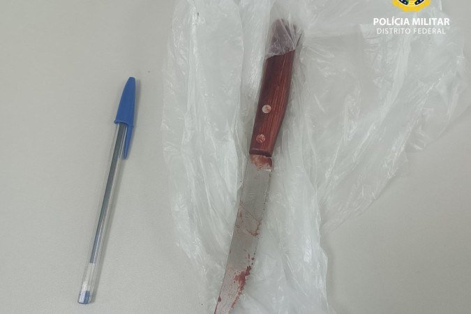 Idosa de 68 anos foi atacada com golpes de faca e se refugiou no banheiro até a chegada da PMDF - (crédito: PMDF) Idosa de 68 anos foi atacada com golpes de faca e se refugiou no banheiro até a chegada da PMDF - (crédito: PMDF)