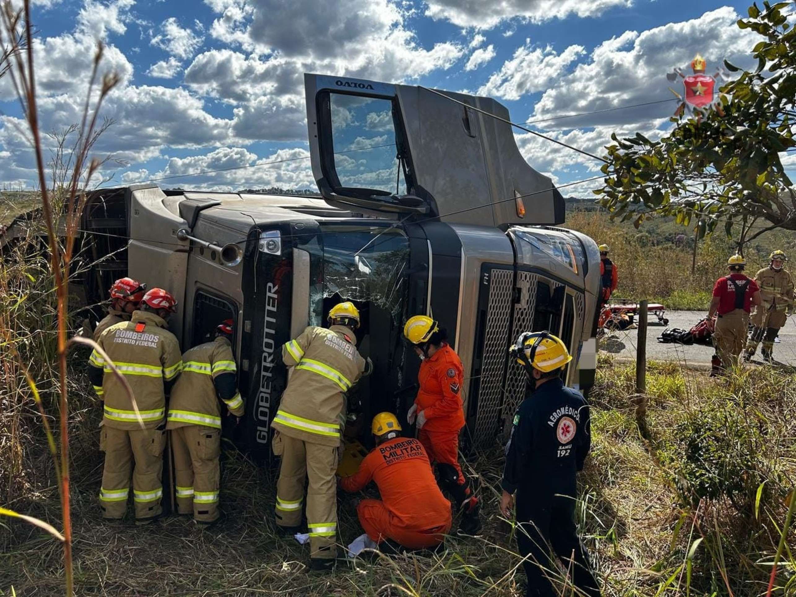 Seis bois morrem e motorista fica ferido após carreta tombar no Paranoá