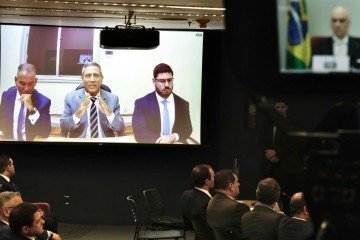Braga Netto foi ouvido por videoconferência do Comando da 1ª Divisão de Exército, no Rio, onde está preso  -  (crédito: Fellipe Sampaio/STF)