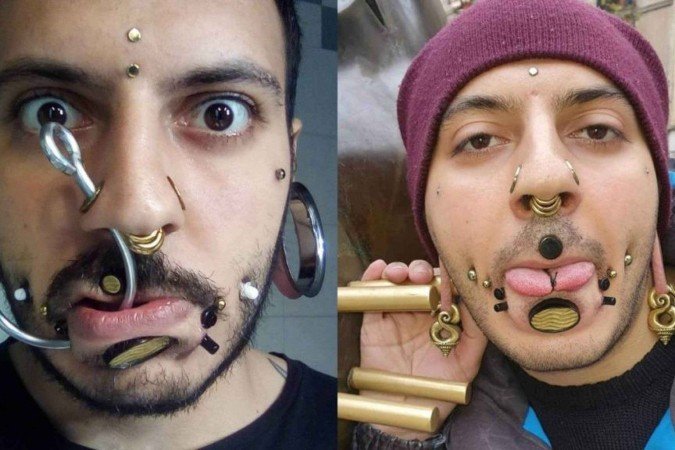 Além dos piercings, Michele Mancii ou por um procedimento de divisão da língua, para torná-la semelhante à de uma cobra - (crédito: Reprodução/Instagram via Observatorio dos Famosos) Além dos piercings, Michele Mancii ou por um procedimento de divisão da língua, para torná-la semelhante à de uma cobra - (crédito: Reprodução/Instagram via Observatorio dos Famosos)