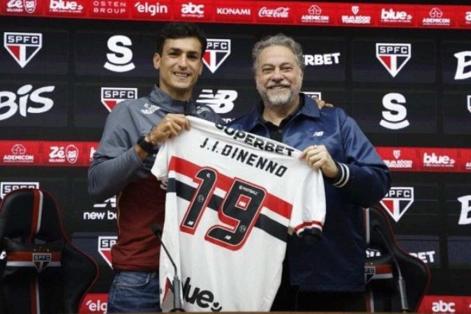 Dinenno é apresentado como novo jogador do São Paulo - (crédito: Foto: Divulgação / São Paulo) Dinenno é apresentado como novo jogador do São Paulo - (crédito: Foto: Divulgação / São Paulo)